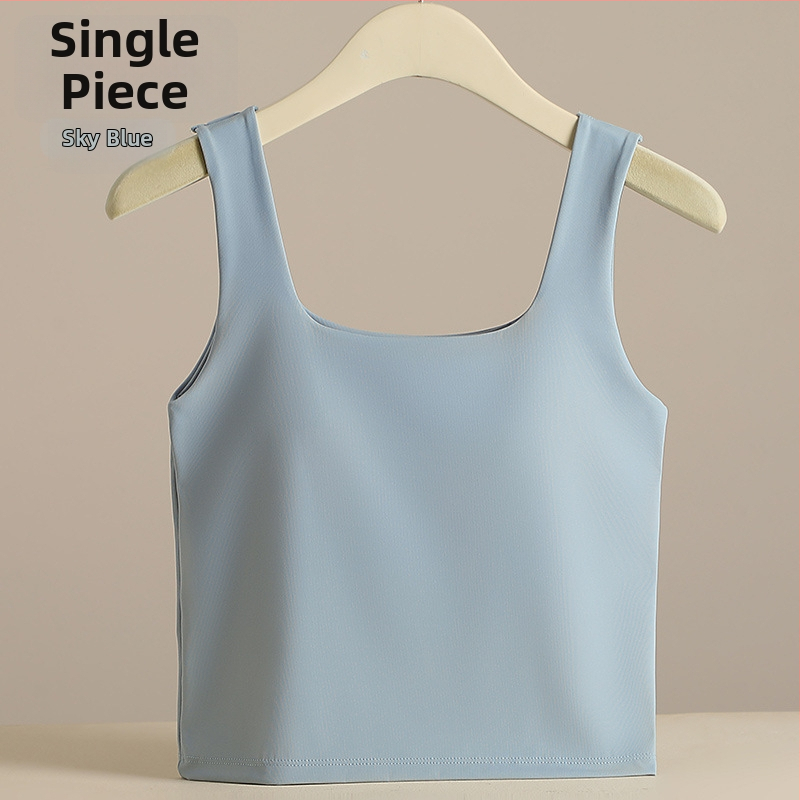 Ženski širokoramenski vest s kvadratnim izrezom i jastučićem od spužve; Ice Silk tkanina s 70–80% nylona, gustoća 181–200 g/m2