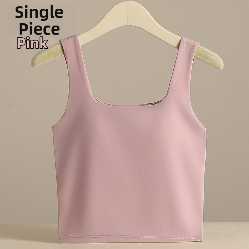 Ženski širokoramenski vest s kvadratnim izrezom i jastučićem od spužve; Ice Silk tkanina s 70–80% nylona, gustoća 181–200 g/m2