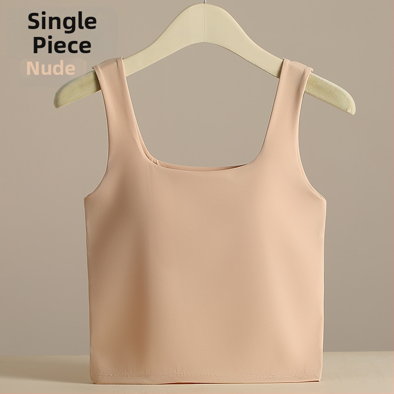 Ženski širokoramenski vest s kvadratnim izrezom i jastučićem od spužve; Ice Silk tkanina s 70–80% nylona, gustoća 181–200 g/m2