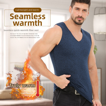 Muška topla bezšivna vesta s V-izrezom, veluru podstava, pull-over dizajn; 90% poliester (kationični), težina tkanine 181–200 g/m², jednostruka, oblikovanje tijela.