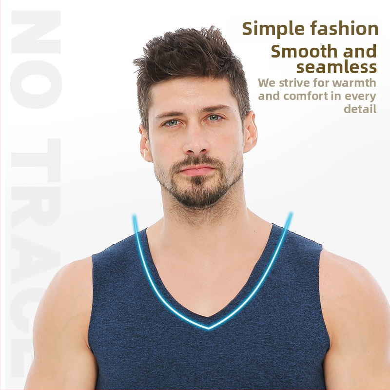 Muška topla bezšivna vesta s V-izrezom, veluru podstava, pull-over dizajn; 90% poliester (kationični), težina tkanine 181–200 g/m², jednostruka, oblikovanje tijela.