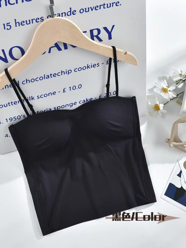 Ženski camisole od ice silk s ugrađenim jastučićem za grudi, bandeau stil, prozračan, prilagođen kroj, pogodan kao vanjski top ili slojeviti komad, lijep leđa.