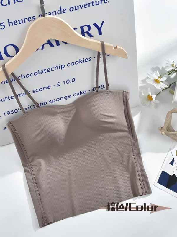 Ženski camisole od ice silk s ugrađenim jastučićem za grudi, bandeau stil, prozračan, prilagođen kroj, pogodan kao vanjski top ili slojeviti komad, lijep leđa.