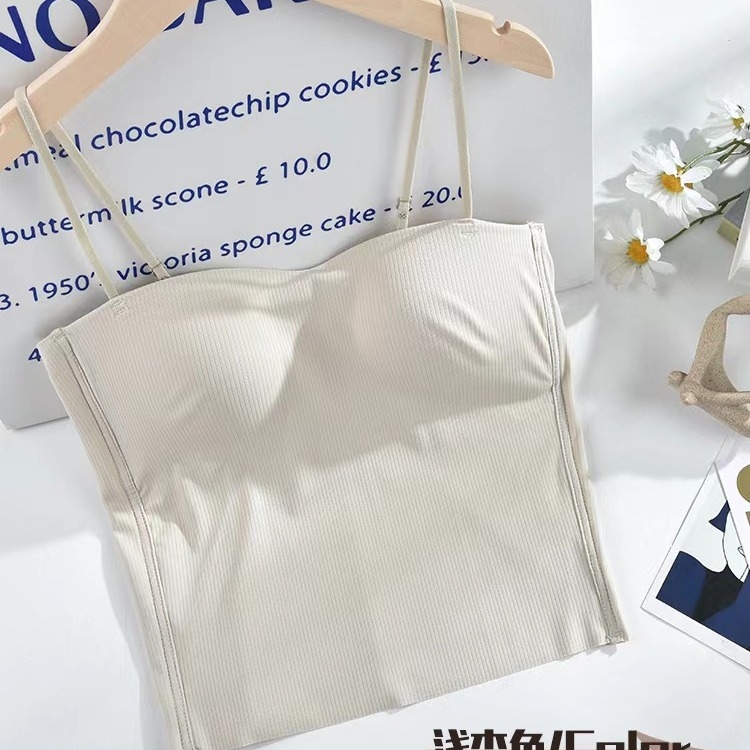 Ženski camisole od ice silk s ugrađenim jastučićem za grudi, bandeau stil, prozračan, prilagođen kroj, pogodan kao vanjski top ili slojeviti komad, lijep leđa.