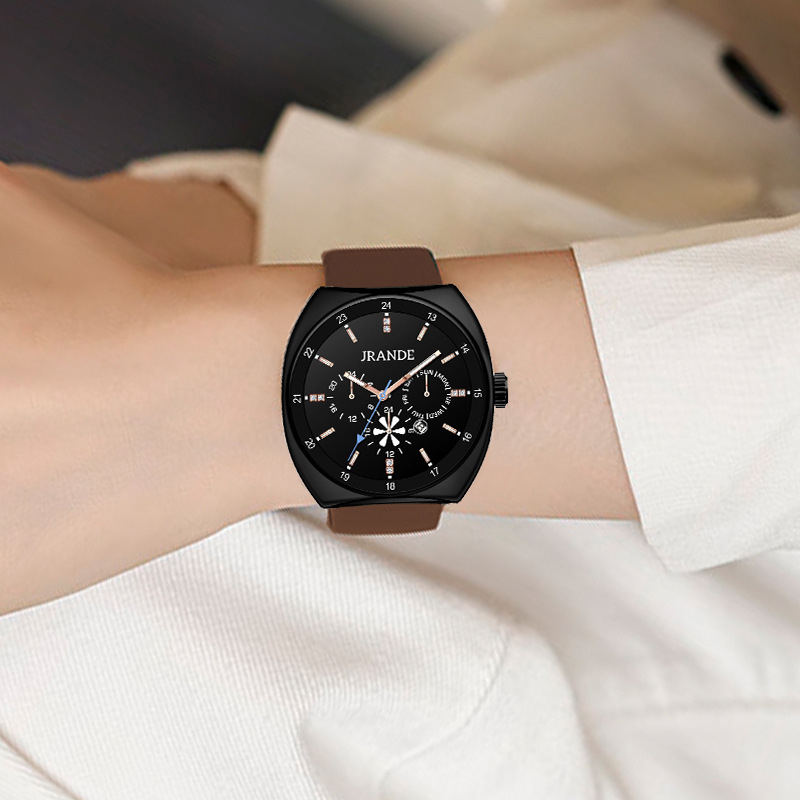 Gerandi unisex kvarcni sat s silikonskim remenom, cifernik u obliku bačve, luminescencija, kalendar, 30M vodootporan, mineralo staklo, kućište od legure, model H9383L-S