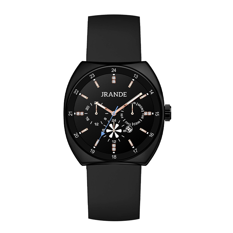 Gerandi unisex kvarcni sat s silikonskim remenom, cifernik u obliku bačve, luminescencija, kalendar, 30M vodootporan, mineralo staklo, kućište od legure, model H9383L-S