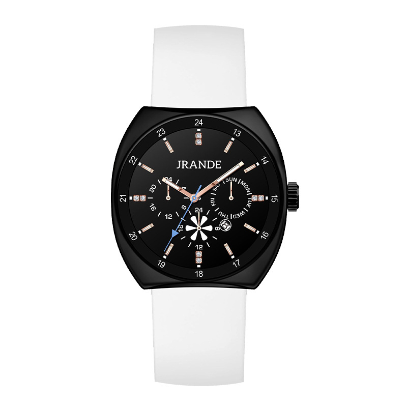 Gerandi unisex kvarcni sat s silikonskim remenom, cifernik u obliku bačve, luminescencija, kalendar, 30M vodootporan, mineralo staklo, kućište od legure, model H9383L-S