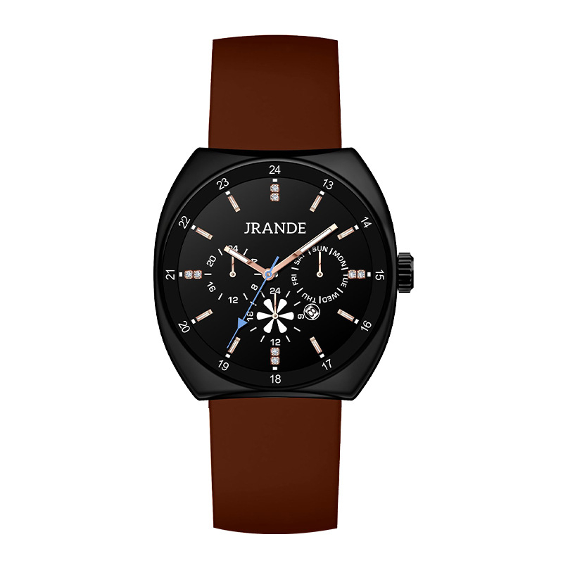 Gerandi unisex kvarcni sat s silikonskim remenom, cifernik u obliku bačve, luminescencija, kalendar, 30M vodootporan, mineralo staklo, kućište od legure, model H9383L-S