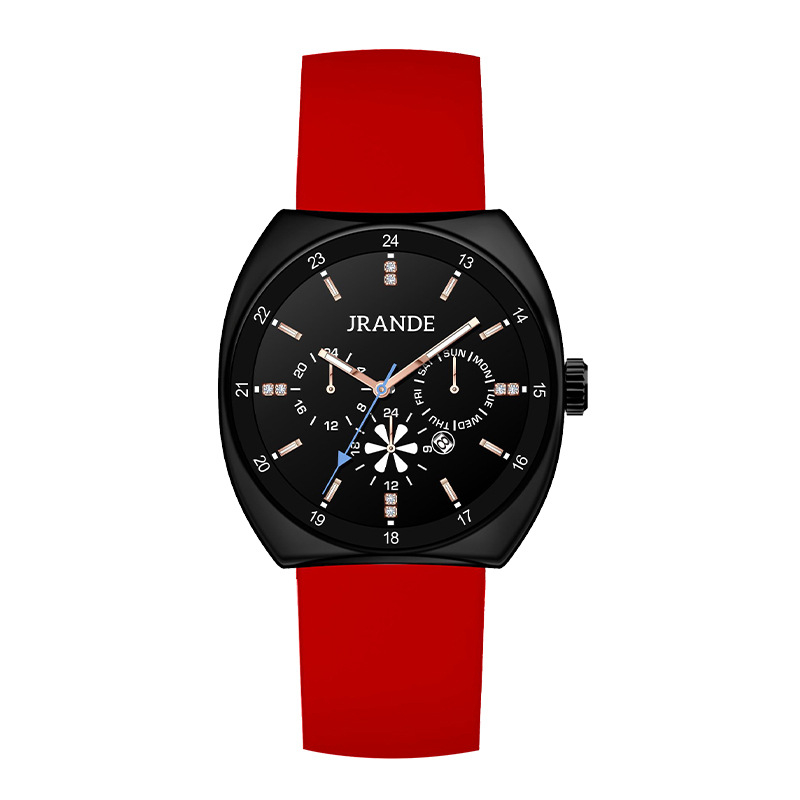 Gerandi unisex kvarcni sat s silikonskim remenom, cifernik u obliku bačve, luminescencija, kalendar, 30M vodootporan, mineralo staklo, kućište od legure, model H9383L-S