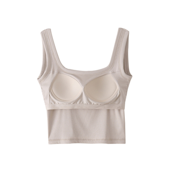 Viskozni tube-top s jastučićima za grudi, široke naramenice, prozračan, crop leđa