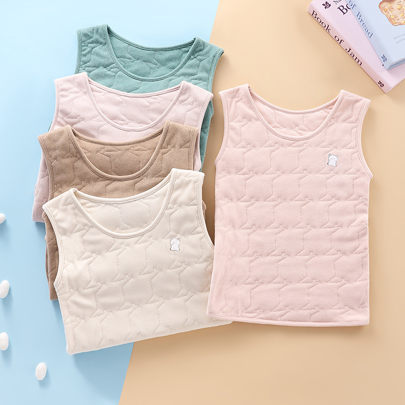 Unisex termalna vest s kapuljačom, dvostruki sloj, za djecu 7–12 godina, okrugli izrez, poliester materijal