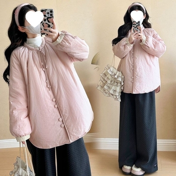 Māmiņu komplekts: pūkaina jaka rudens–ziemas sezonai kopā ar plašām biksēm, chenille audums ar elastānu <30%