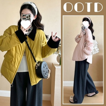 Māmiņu komplekts: pūkaina jaka rudens–ziemas sezonai kopā ar plašām biksēm, chenille audums ar elastānu <30%