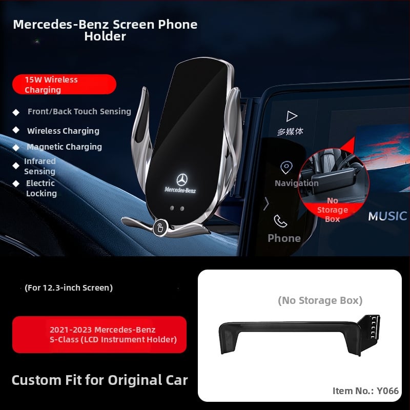 Držač telefona za Mercedes-Benz C‑Class s bežičnim punjenjem 15W, držač na zračni otvor, električno zaključavanje, ugradnja klikom