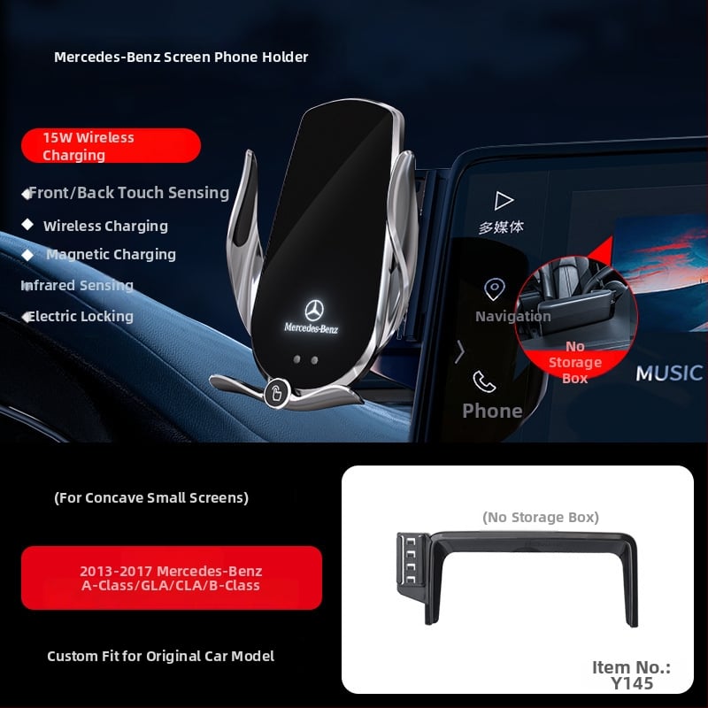 Držač telefona za Mercedes-Benz C‑Class s bežičnim punjenjem 15W, držač na zračni otvor, električno zaključavanje, ugradnja klikom