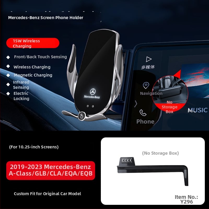 Držač telefona za Mercedes-Benz C‑Class s bežičnim punjenjem 15W, držač na zračni otvor, električno zaključavanje, ugradnja klikom