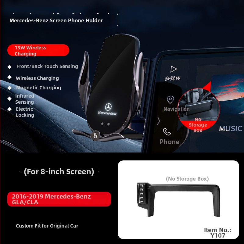 Držač telefona za Mercedes-Benz C‑Class s bežičnim punjenjem 15W, držač na zračni otvor, električno zaključavanje, ugradnja klikom