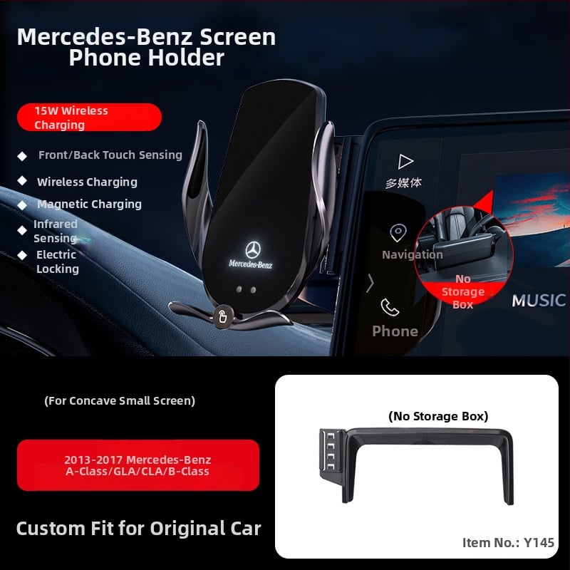 Držač telefona za Mercedes-Benz C‑Class s bežičnim punjenjem 15W, držač na zračni otvor, električno zaključavanje, ugradnja klikom