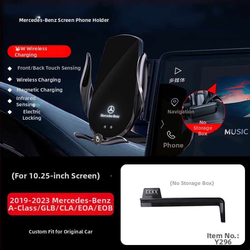 Držač telefona za Mercedes-Benz C‑Class s bežičnim punjenjem 15W, držač na zračni otvor, električno zaključavanje, ugradnja klikom