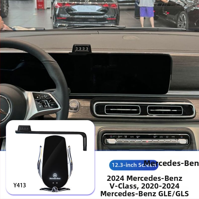 Držač telefona za Mercedes-Benz C‑Class s bežičnim punjenjem 15W, držač na zračni otvor, električno zaključavanje, ugradnja klikom