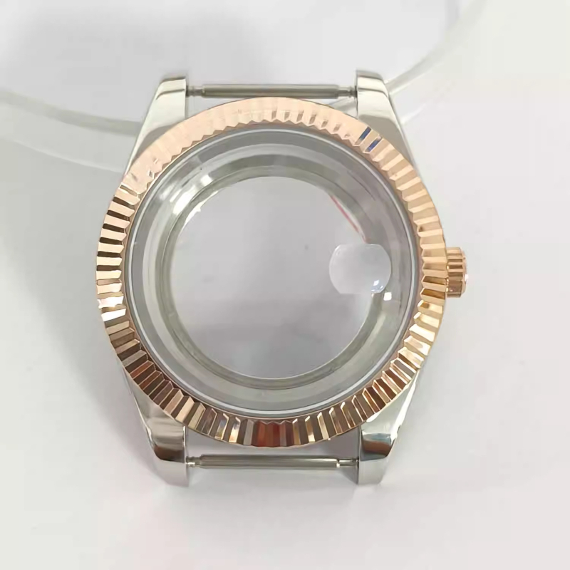 Pulksteņa korpuss 8285 mehānismam, elektroplētos uzklājums, safīra kristāls, caurspīdīgs aizmugurējais vāciņš