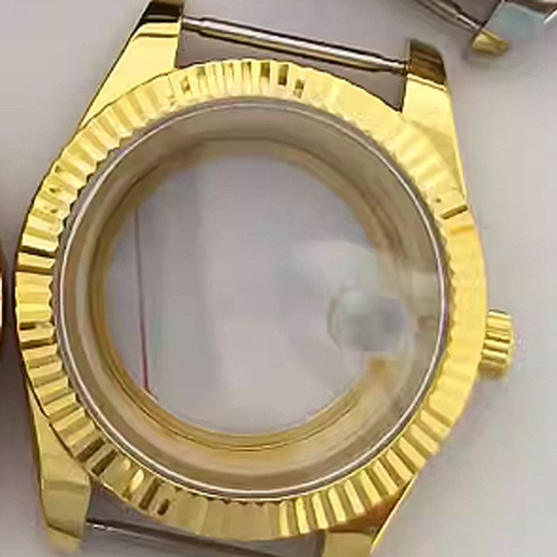 Pulksteņa korpuss 8285 mehānismam, elektroplētos uzklājums, safīra kristāls, caurspīdīgs aizmugurējais vāciņš