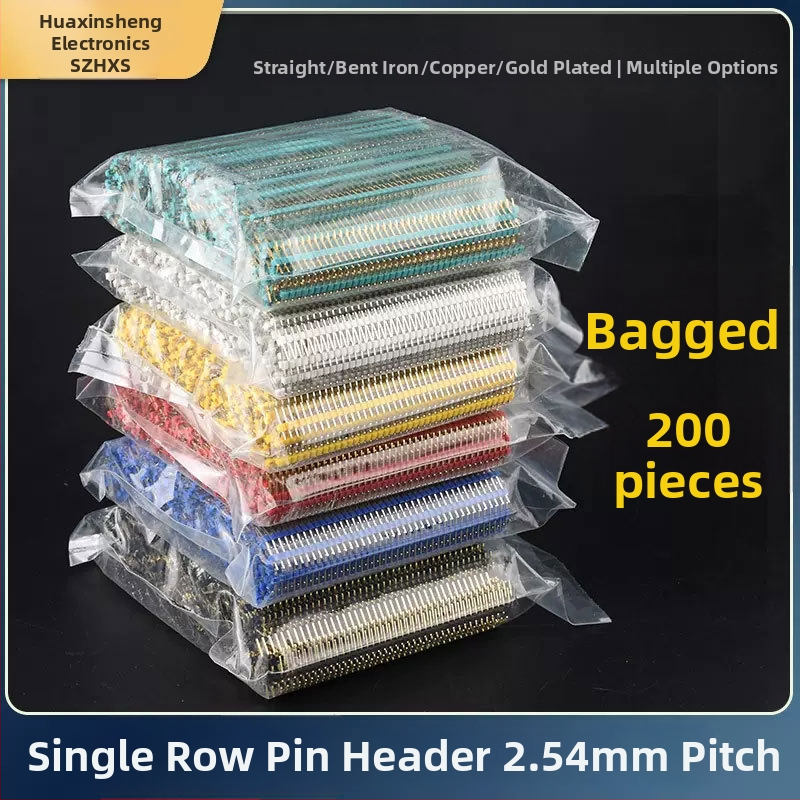 HXS κεφαλίδα ακίδων 2,54 mm, 40 ακίδων, μονής σειράς, ίσιες και καμπύλες ακίδες, για PCB και ψηφιακή ηλεκτρονική