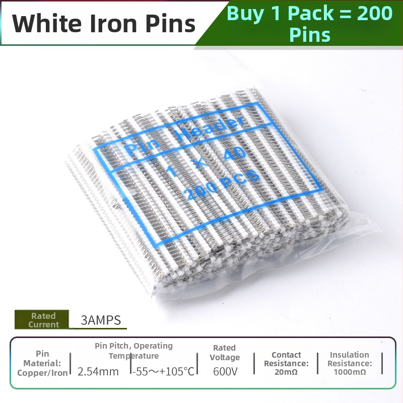 HXS κεφαλίδα ακίδων 2,54 mm, 40 ακίδων, μονής σειράς, ίσιες και καμπύλες ακίδες, για PCB και ψηφιακή ηλεκτρονική