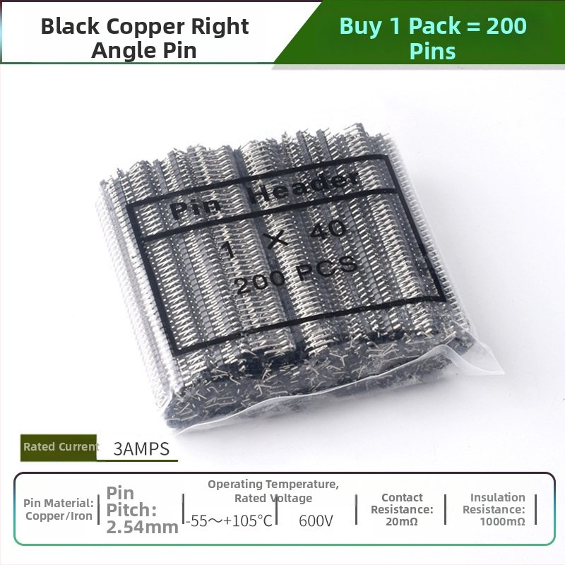 HXS κεφαλίδα ακίδων 2,54 mm, 40 ακίδων, μονής σειράς, ίσιες και καμπύλες ακίδες, για PCB και ψηφιακή ηλεκτρονική