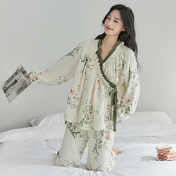 Set de pijamale postpartum cu tampoane pentru sân, cardigan și stil kimono, Cloud Cotton, 95% poliester