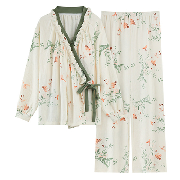 Set de pijamale postpartum cu tampoane pentru sân, cardigan și stil kimono, Cloud Cotton, 95% poliester
