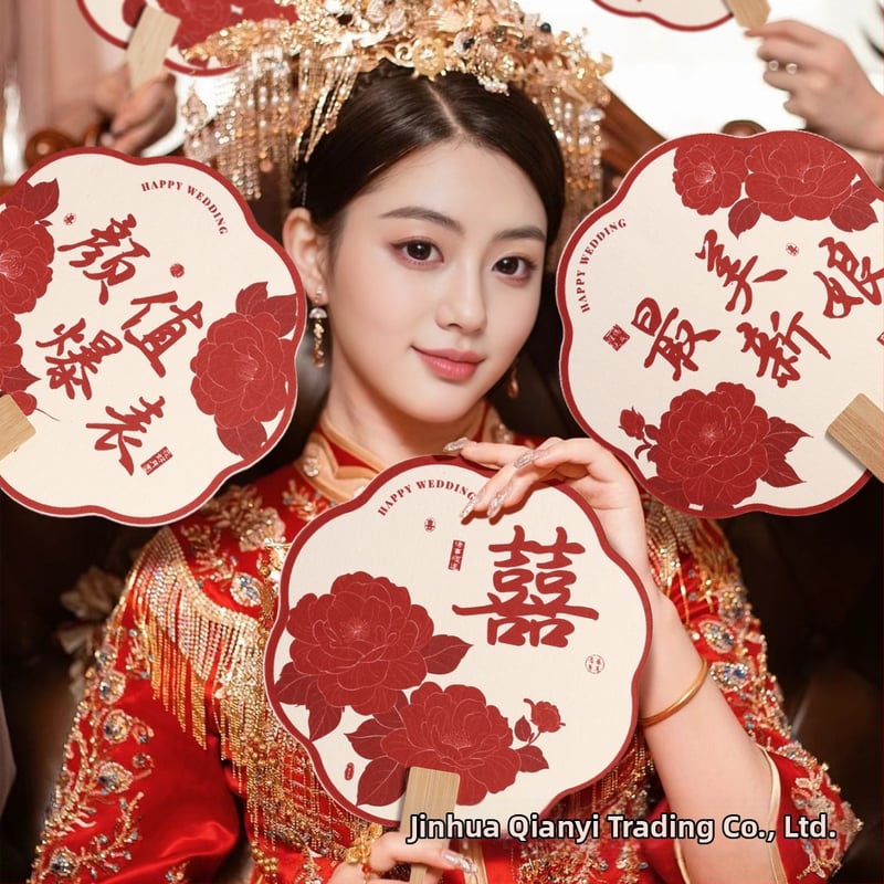 Vestuvėms skirtas delninė ventiliatorius nuotakai ir pamainoms – dvipusis, popierinis, prekinis ženklas Luan wu, rekvizitas vestuvėms nuotraukoms