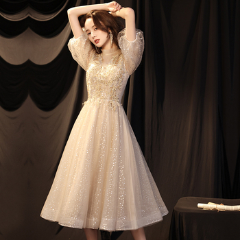 Vakara kleita, A-līnijas siluets, off-shoulder, pusgarās piedurknes, gara svārki, poliesteru audums