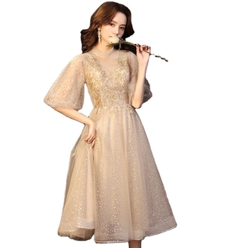 Vakara kleita, A-līnijas siluets, off-shoulder, pusgarās piedurknes, gara svārki, poliesteru audums