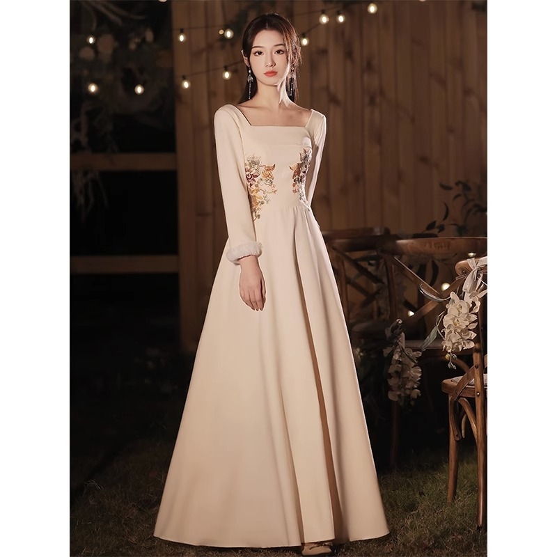 Koszorúslány ruha kínai stílusban, irodalmi retro, poliészter több mint 95%