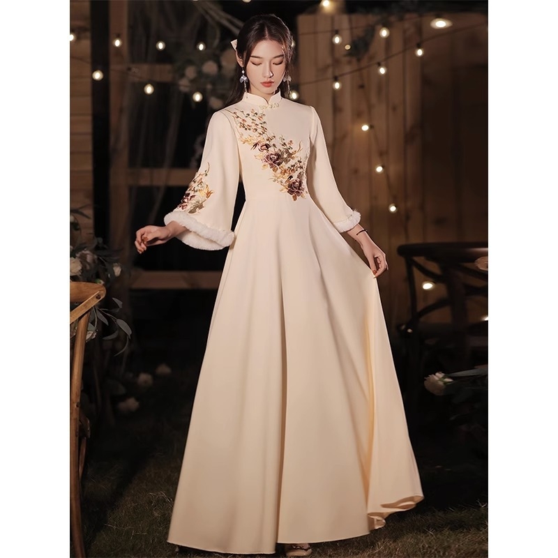 Koszorúslány ruha kínai stílusban, irodalmi retro, poliészter több mint 95%
