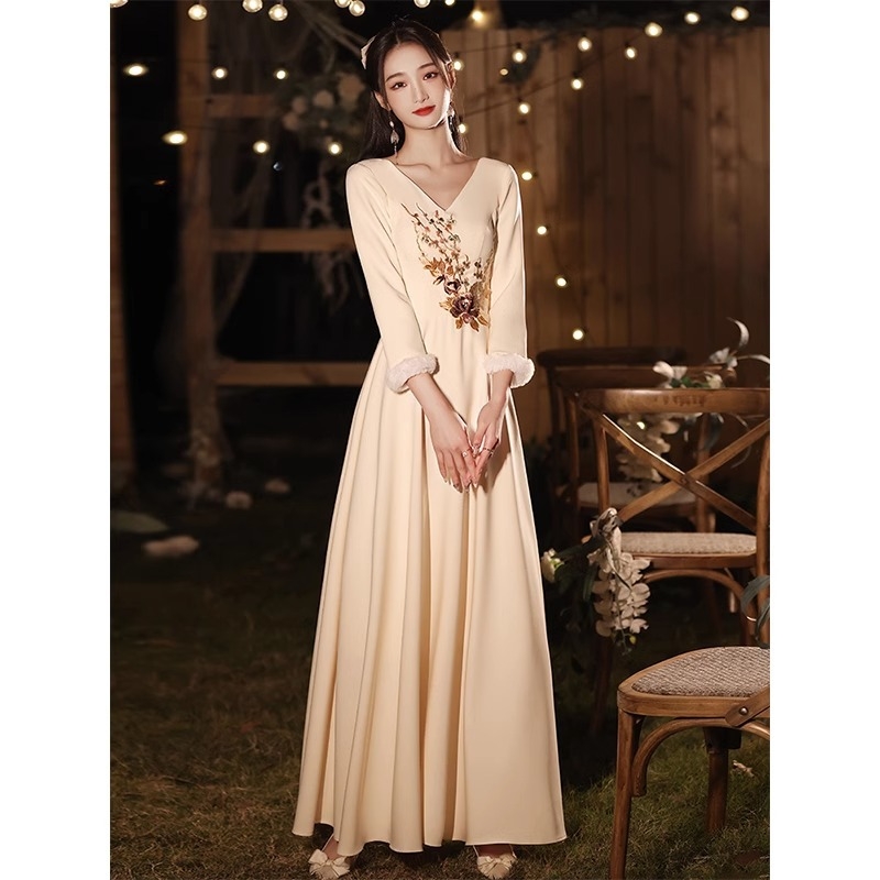 Koszorúslány ruha kínai stílusban, irodalmi retro, poliészter több mint 95%