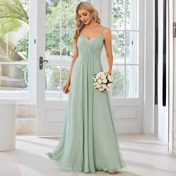 Elegants vakarkleita ar V veidgalu, atvērta mugura, šifons, plise, princeses svārki