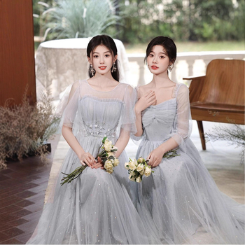 Kumām paredzēta garā A līnijas kāzu kleita ar vienu plecu, 3/4 piedurknēm, no chenille elastīgā auduma