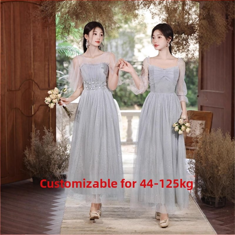 Kumām paredzēta garā A līnijas kāzu kleita ar vienu plecu, 3/4 piedurknēm, no chenille elastīgā auduma