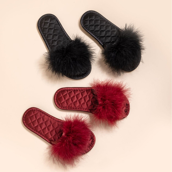 Papuci de interior unisex pufoși, talpă din tendon de vită, impermeabili și antiderapante