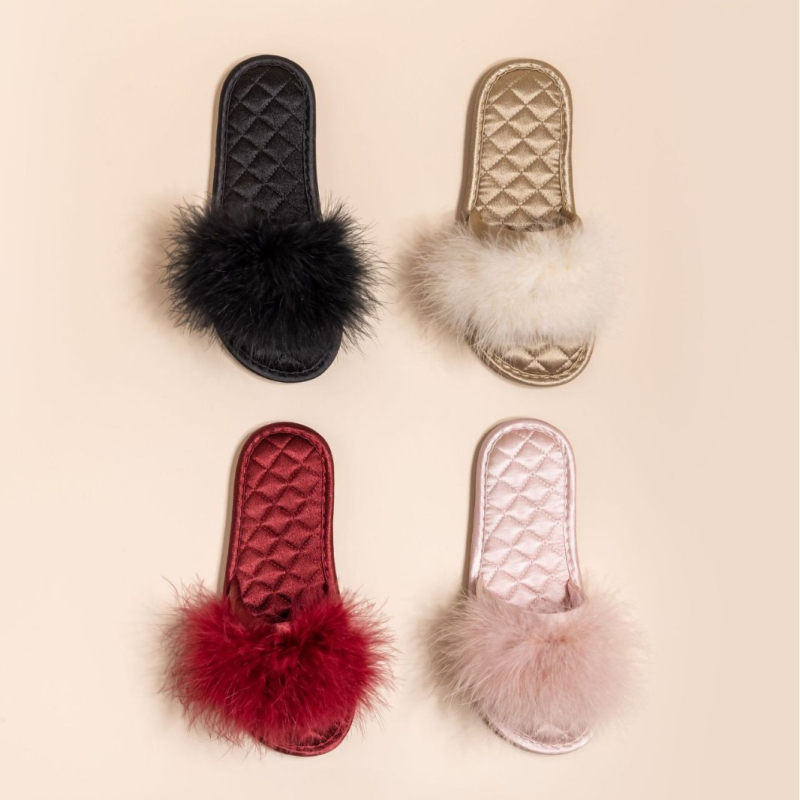 Papuci de interior unisex pufoși, talpă din tendon de vită, impermeabili și antiderapante