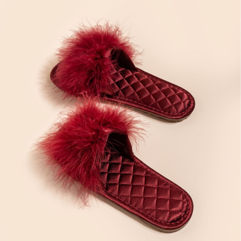 Papuci de interior unisex pufoși, talpă din tendon de vită, impermeabili și antiderapante