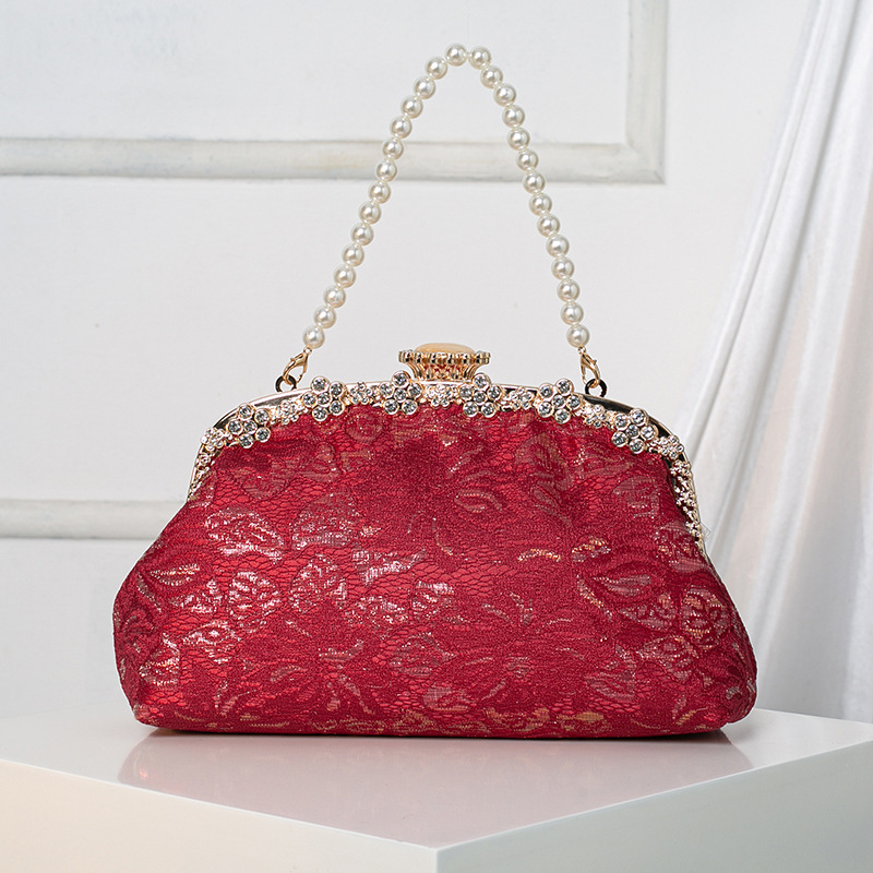 Чанта за ръка с форма на черупка от дантела, заключваща се с ключалка, за ежедневна употреба, марка Aimeiqi, мека триизмерна конструкция, подплата полиестер, пускане през лятото на 2025 г.