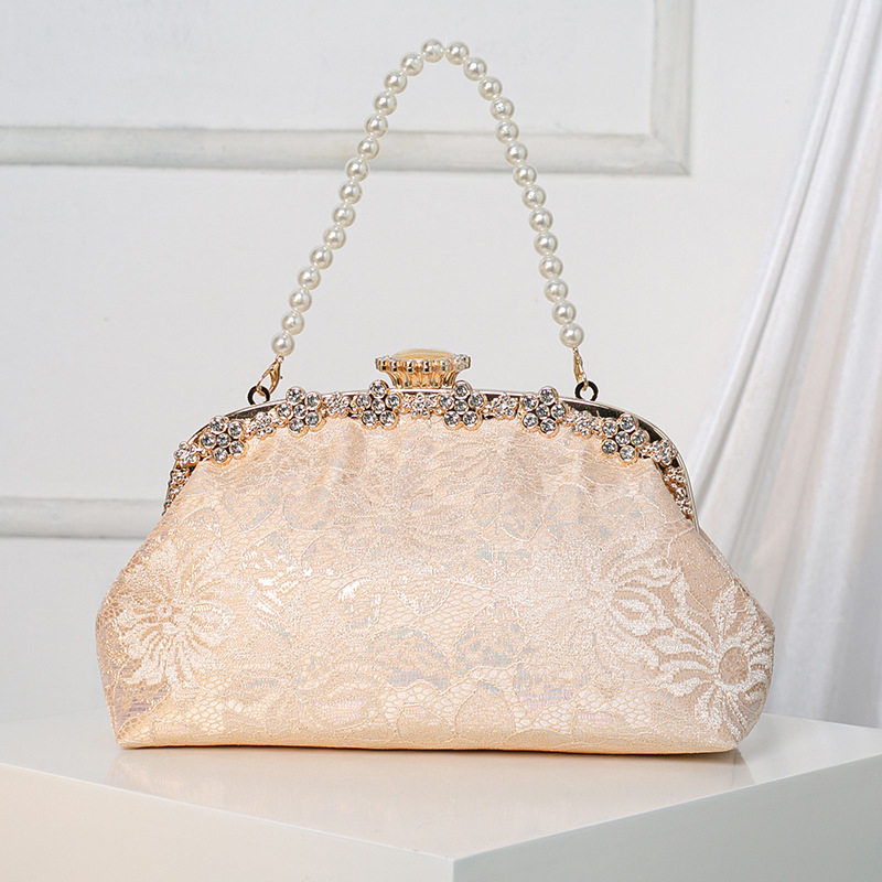 Чанта за ръка с форма на черупка от дантела, заключваща се с ключалка, за ежедневна употреба, марка Aimeiqi, мека триизмерна конструкция, подплата полиестер, пускане през лятото на 2025 г.