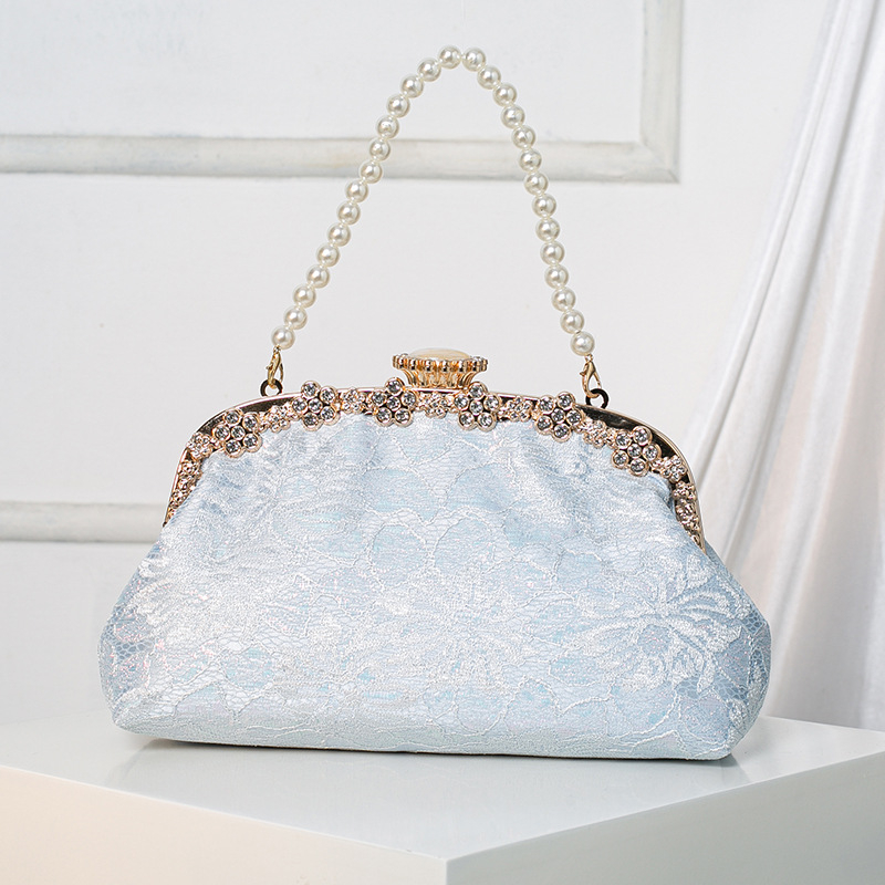 Чанта за ръка с форма на черупка от дантела, заключваща се с ключалка, за ежедневна употреба, марка Aimeiqi, мека триизмерна конструкция, подплата полиестер, пускане през лятото на 2025 г.