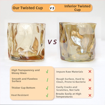 Stiklinė pasukamoji taurelė – modernus minimalistinis dizainas, be rankenos ir dangtelio, vienos sluoksnio konstrukcija, natrio kalcio stiklas, rankomis deginta, aukšta temperatūros atsparumas