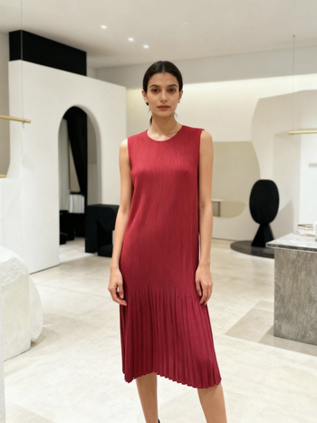 Haljina bez rukava, srednje duljine, A-linija, elastani poliester, okrugli izrez, elegantan gradski stil