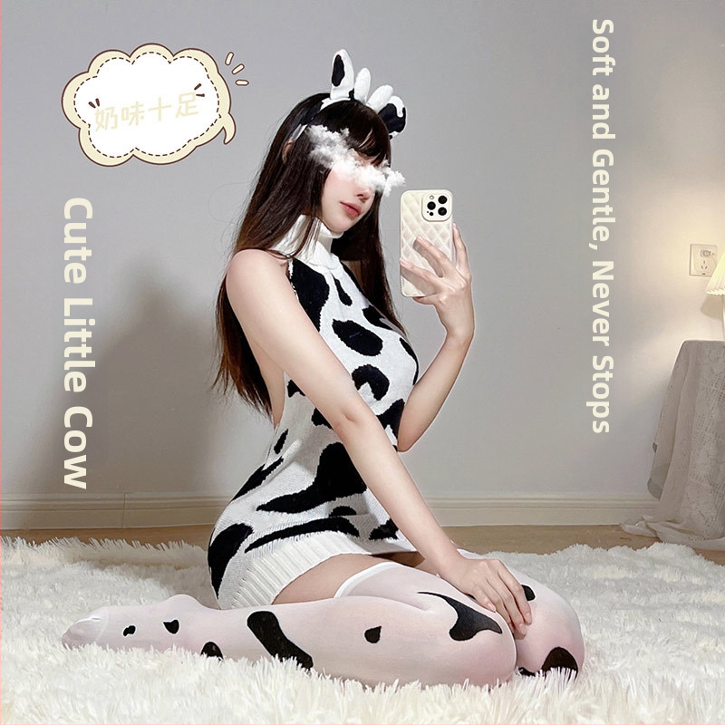 Női szexi kötött fehérnemű ruha magas nyakkal és hátsó kivágással, poliészter