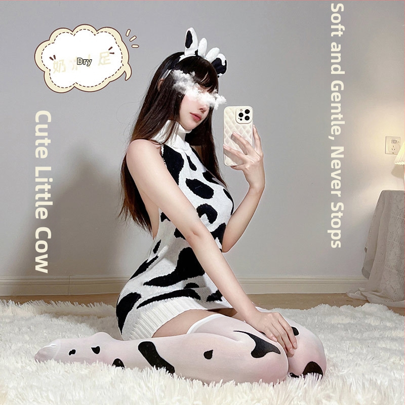 Női szexi kötött fehérnemű ruha magas nyakkal és hátsó kivágással, poliészter